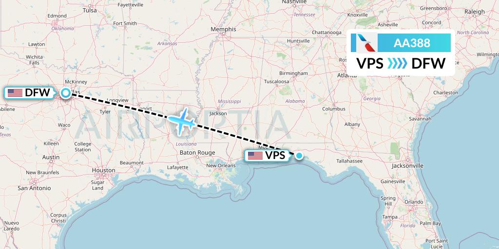AA388 American Airlines Flight Map: Valparaiso to Dallas