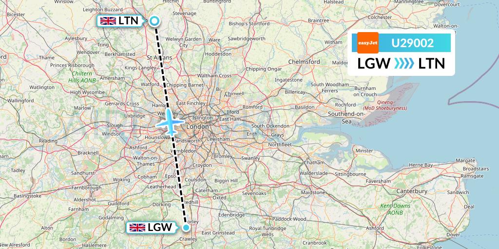 U29002 EasyJet Flight Map: London to London