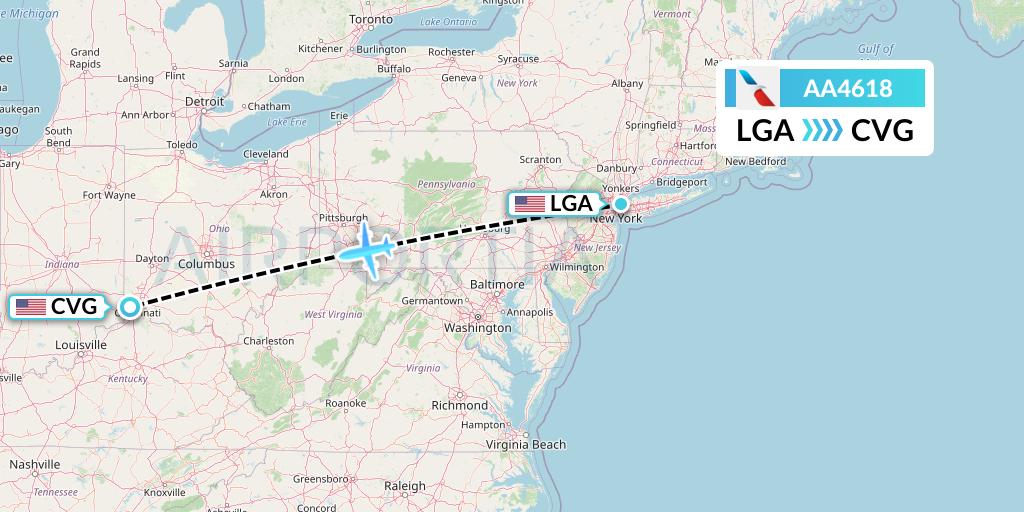 AA4618 American Airlines Flight Map: New York to Cincinnati