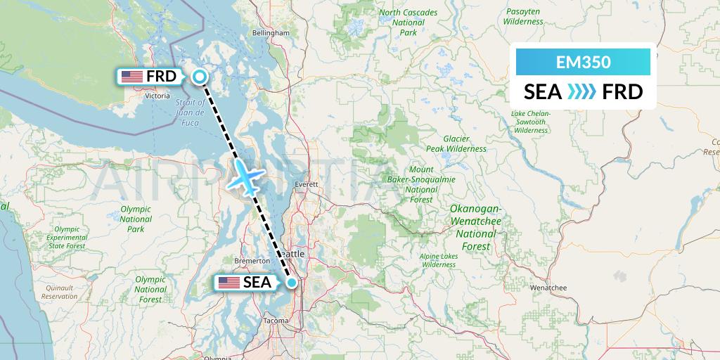 EM350 Empire Airlines Flight Map: Seattle to Friday Harbor