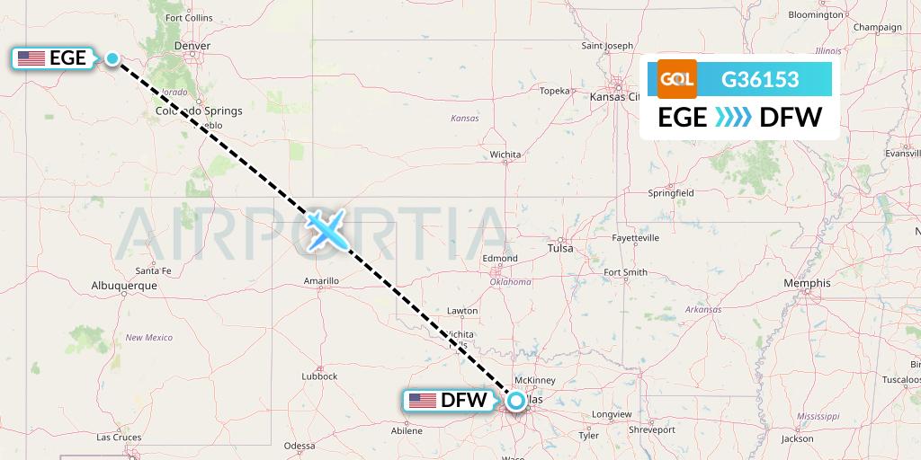 G36153 GOL Transportes Aeros Flight Map: Eagle to Dallas