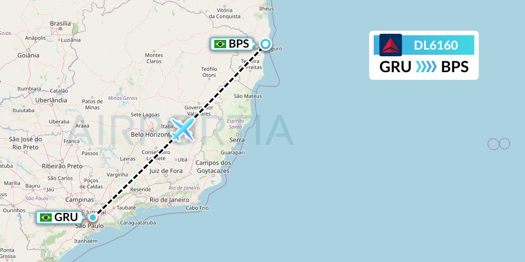 DL6160 Delta Air Lines Flight Map: Sao Paulo to Porto Seguro