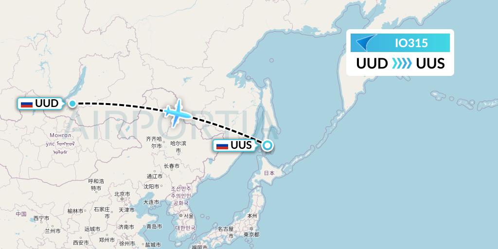 IO315 IrAero Flight Map: Ulan-Ude to Yuzhno-Sakhalinsk