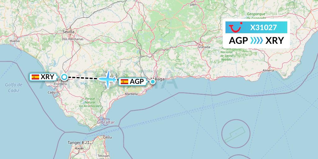 X31027 TUI fly Germany Flight Map: Malaga to Jerez