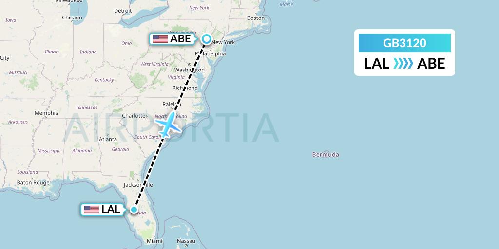 GB3120 Flight Status ABX Air Lakeland to Allentown (ABX3120)