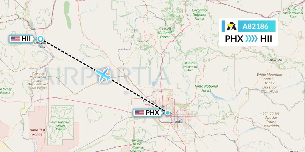 A82186 Aerolink Uganda Flight Map: Phoenix to Lake Havasu City