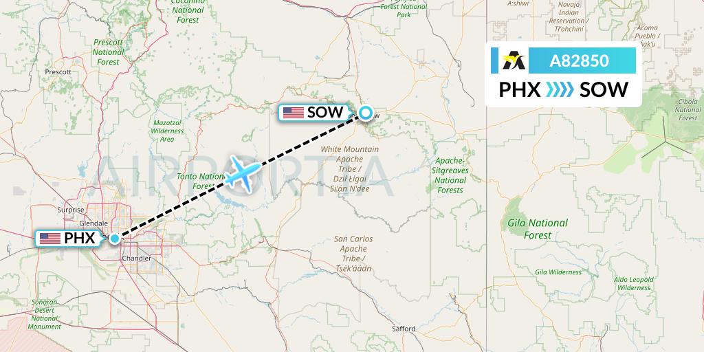 A82850 Aerolink Uganda Flight Map: Phoenix to Show Low