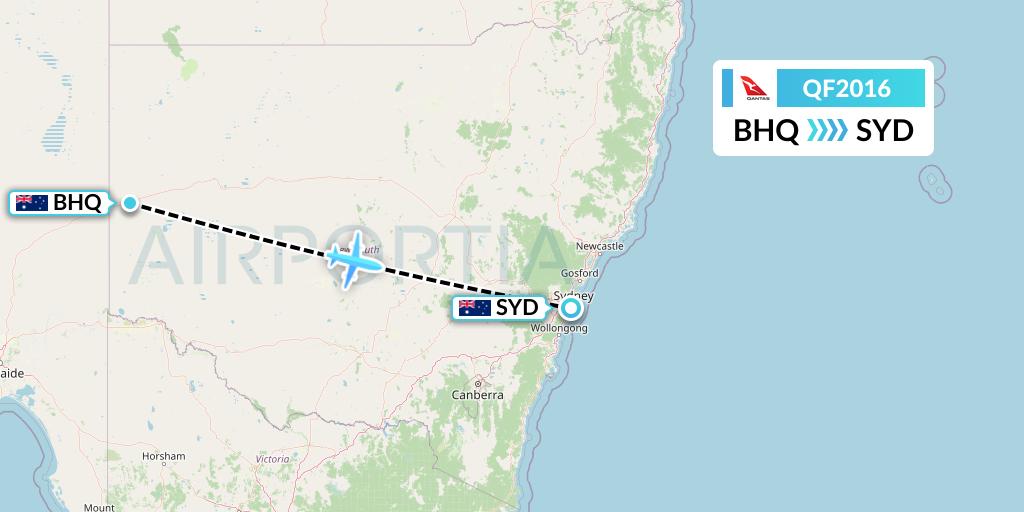 QF2016 Qantas Flight Map: Broken Hill to Sydney