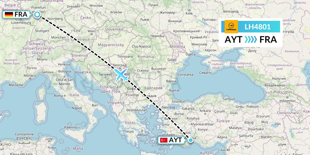 LH4801 Lufthansa Flight Map: Antalya to Frankfurt