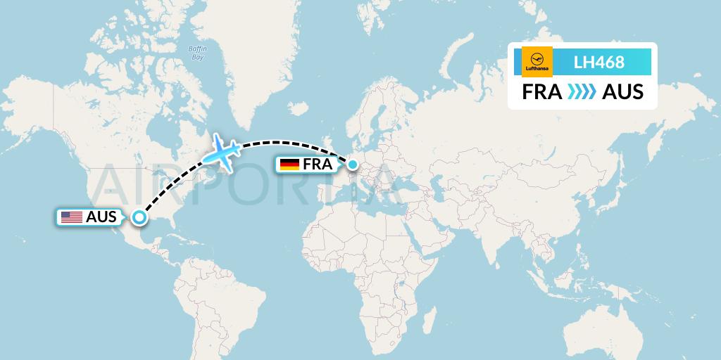 LH468 Lufthansa Flight Map: Frankfurt to Austin