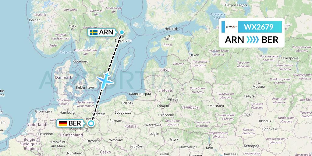 WX2679 Cityjet Flight Map: Stockholm to Berlin
