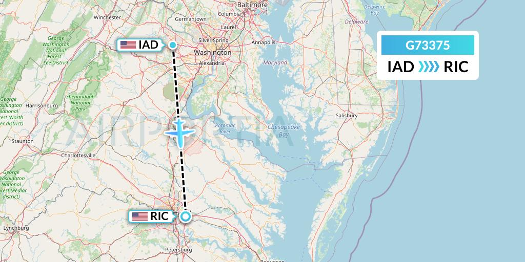 G73375 GoJet Flight Map: Washington to Richmond
