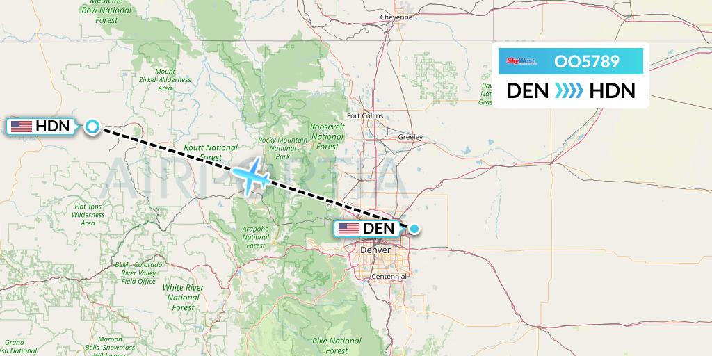 OO5789 SkyWest Airlines Flight Map: Denver to Hayden