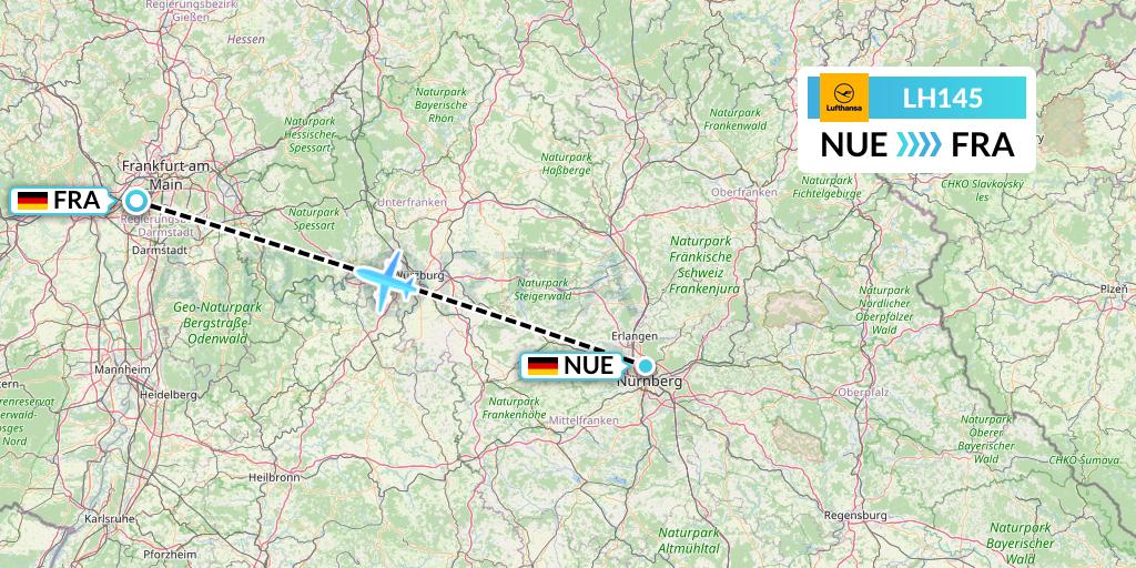 LH145 Lufthansa Flight Map: Nurnberg to Frankfurt