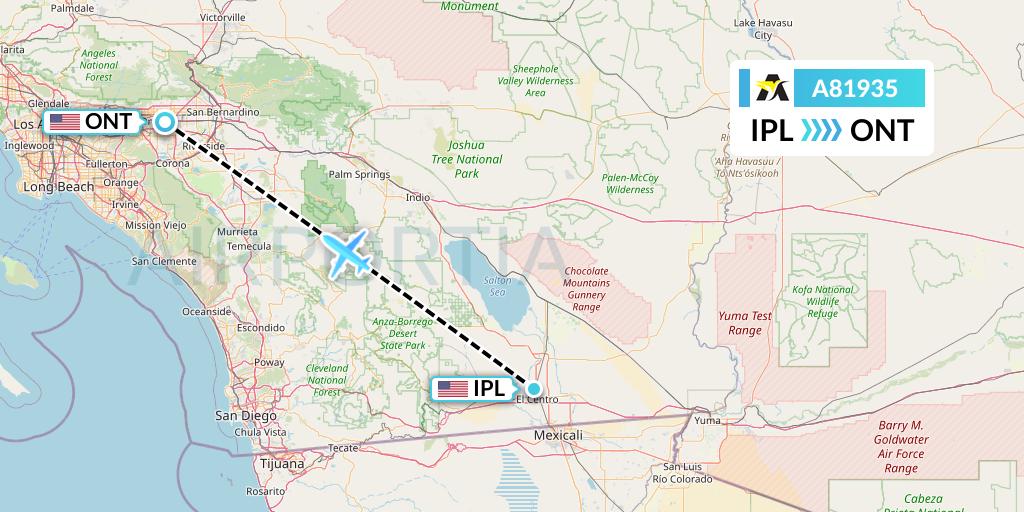A81935 Aerolink Uganda Flight Map: Imperial to Ontario