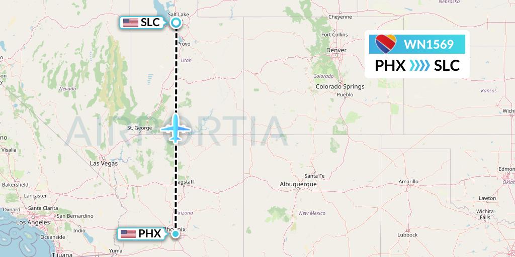 WN1569 Southwest Airlines Flight Map: Phoenix to Salt Lake City