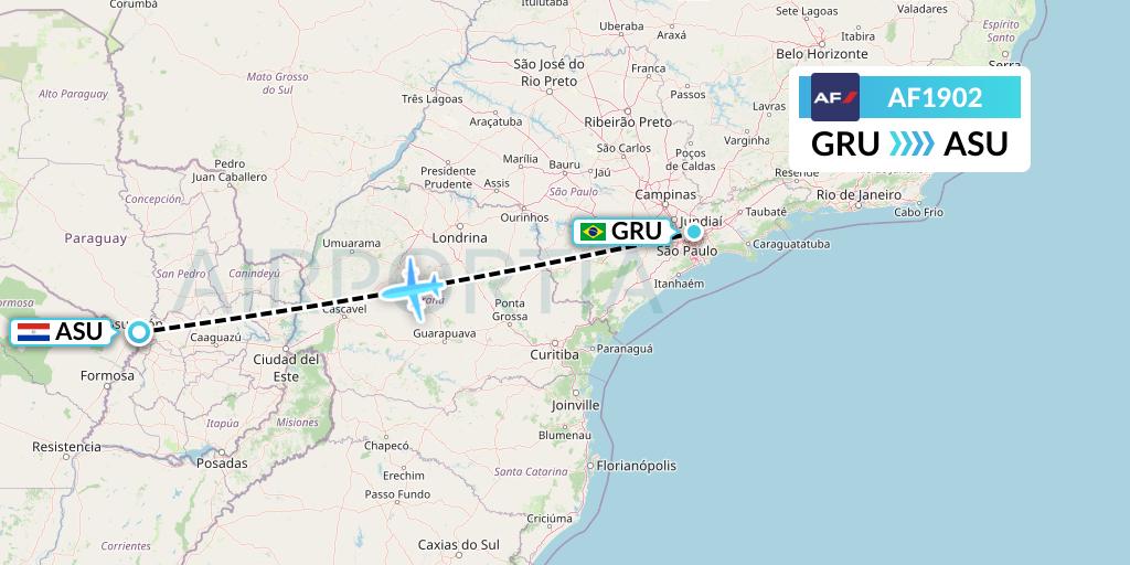 AF1902 Air France Flight Map: Sao Paulo to Asuncion