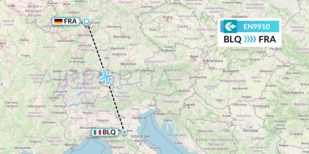EN9910 Air Dolomiti Flight Map: Bologna to Frankfurt