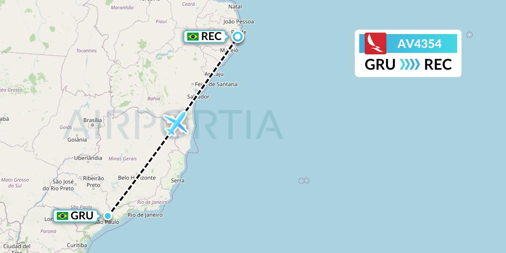 AV4354 Avianca Flight Map: Sao Paulo to Recife