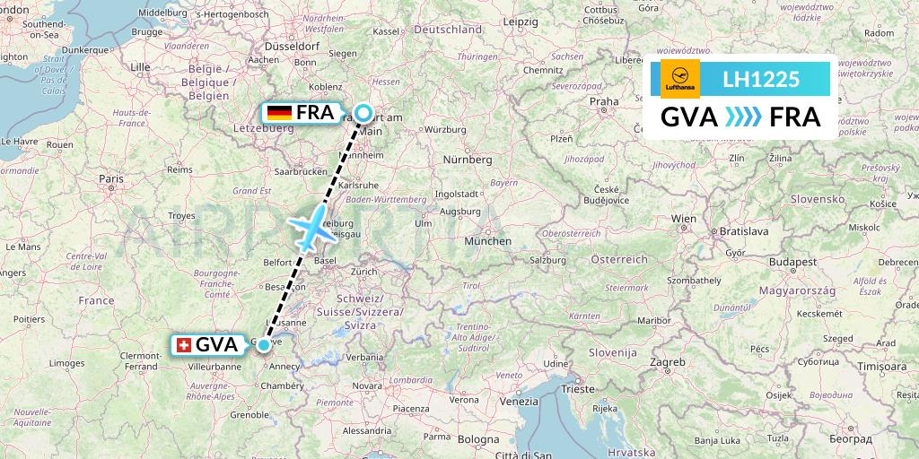 LH1225 Lufthansa Flight Map: Geneva to Frankfurt