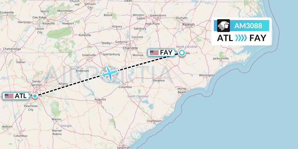 AM3088 Aeromexico Flight Map: Atlanta to Fayetteville