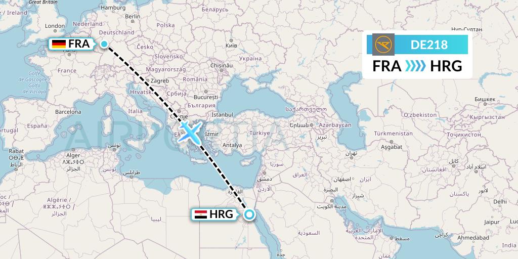 DE218 Condor Flight Map: Frankfurt to Hurghada