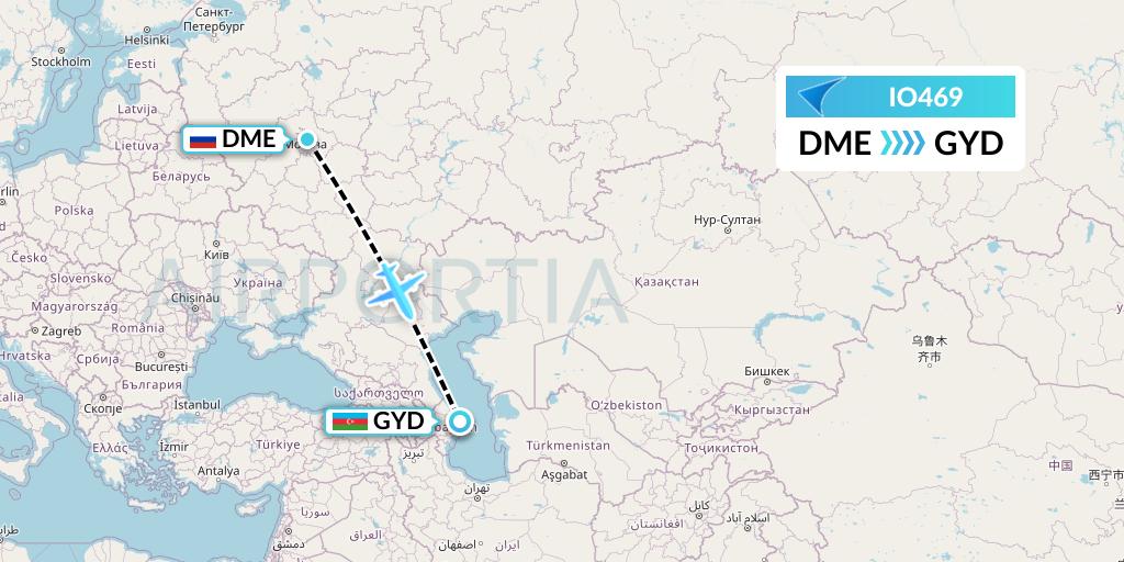 IO469 IrAero Flight Map: Moscow to Baku