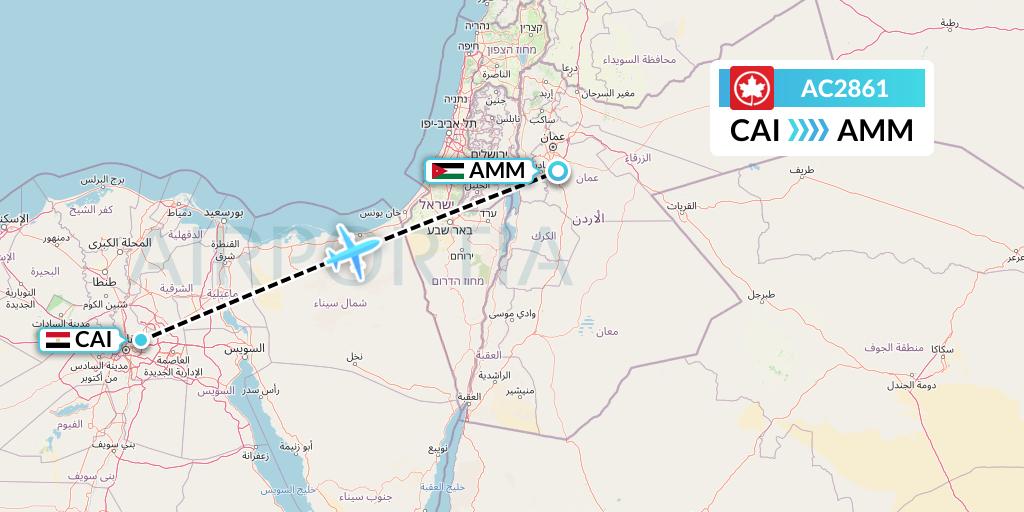 AC2861 Air Canada Flight Map: Cairo to Amman