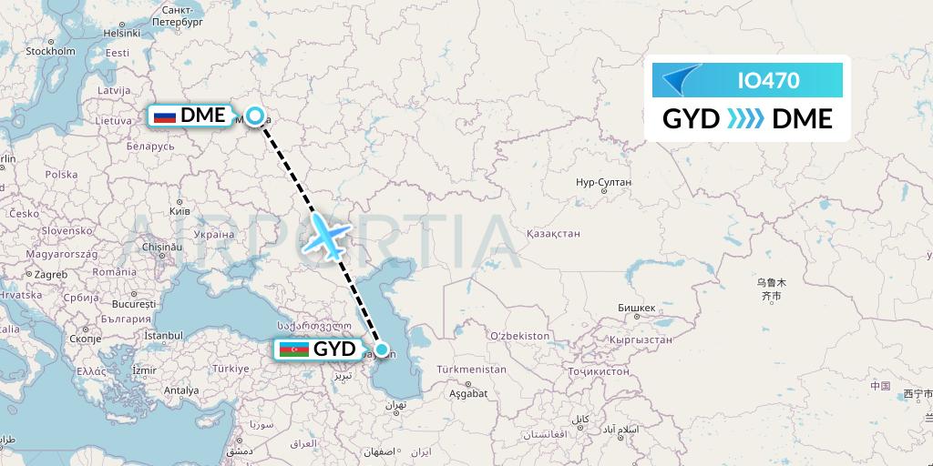 IO470 IrAero Flight Map: Baku to Moscow