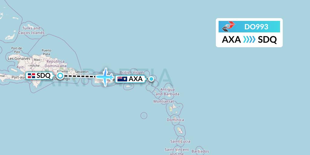 DO993 Sky High Aviation Flight Map: The Valley to Santo Domingo