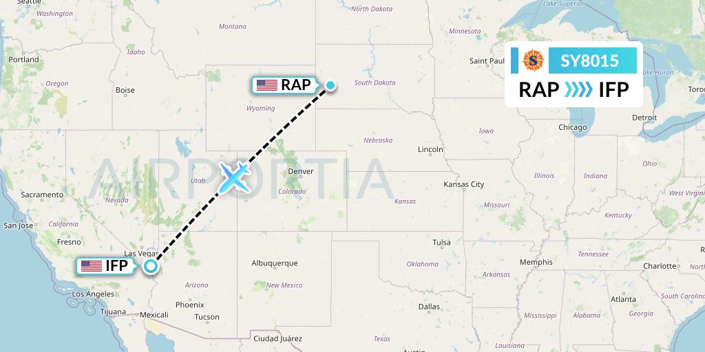 SY8015 Sun Country Airlines Flight Map: Rapid City to Bullhead City