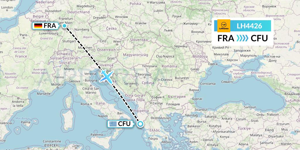 LH4426 Lufthansa Flight Map: Frankfurt to Corfu