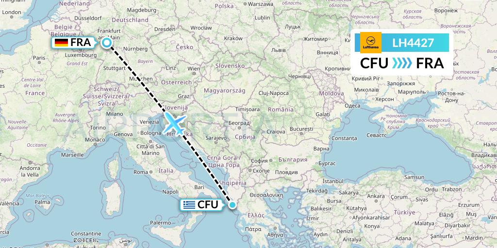 LH4427 Lufthansa Flight Map: Corfu to Frankfurt