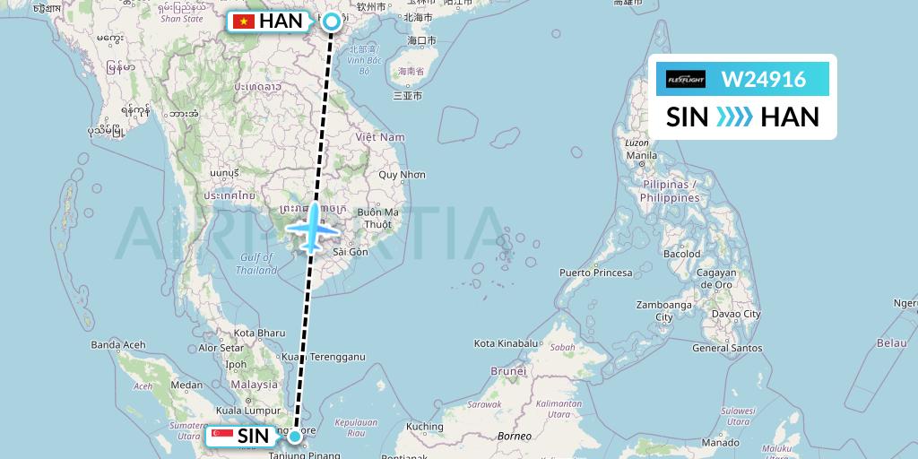 W24916 Flex Flight Flight Map: Singapore to Hanoi