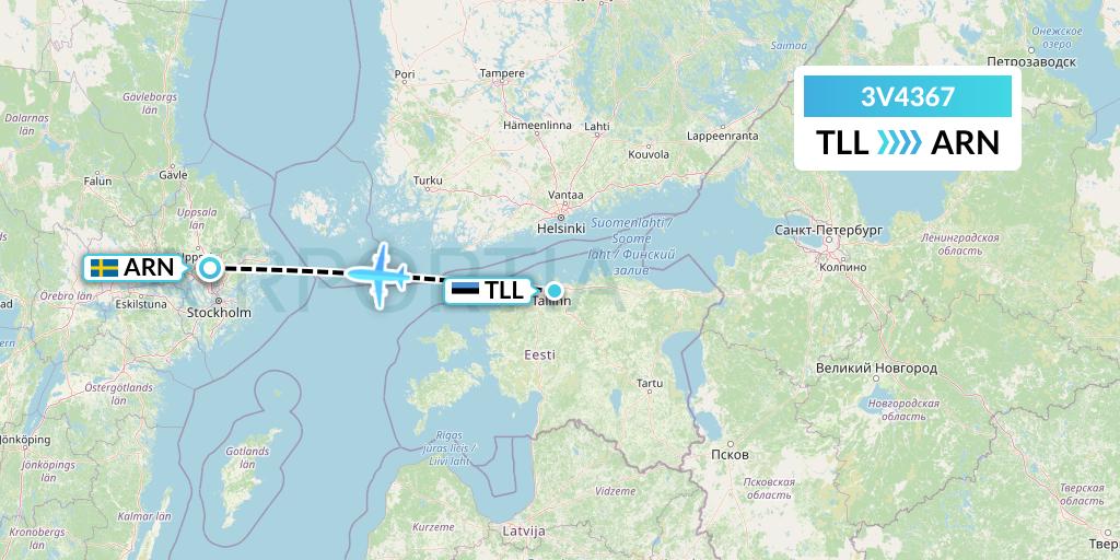 3V4367 ASL Airlines Belgium Flight Map: Tallinn to Stockholm