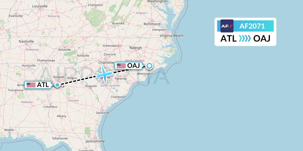 AF2071 Air France Flight Map: Atlanta to Jacksonville
