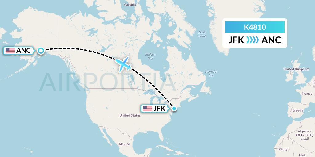 K4810 Kalitta Air Flight Map: New York to Anchorage