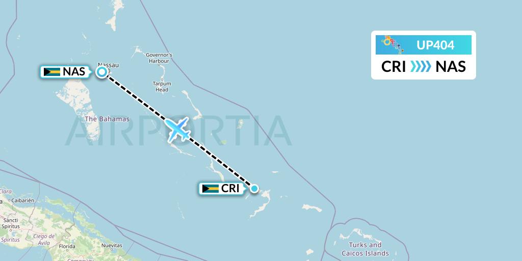 UP404 Bahamasair Flight Map: Colonel Hill to Nassau