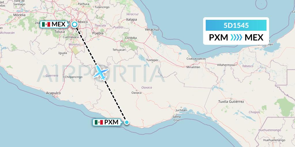 5D1545 Aeroméxico Connect Flight Map: Puerto Escondido to Mexico City