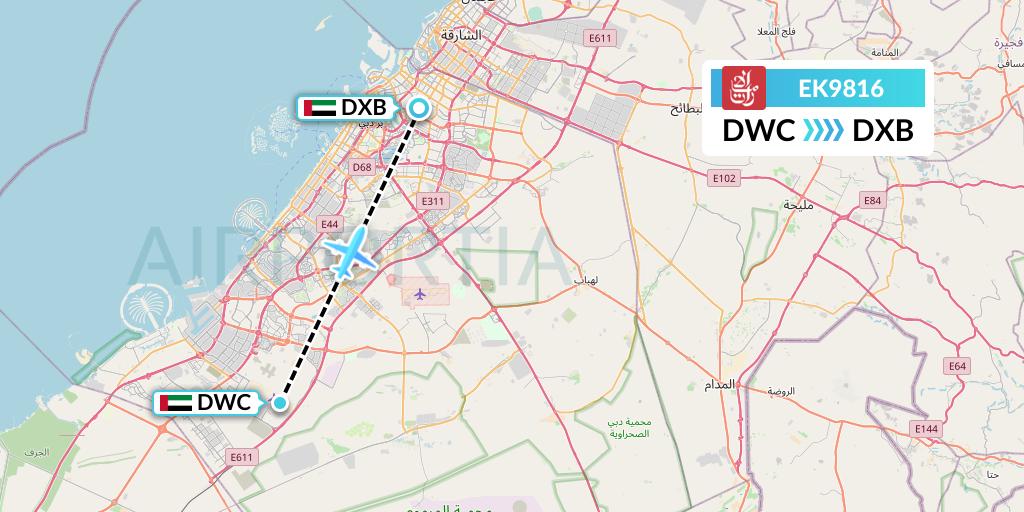 EK9816 Emirates Flight Map: Dubai to Dubai