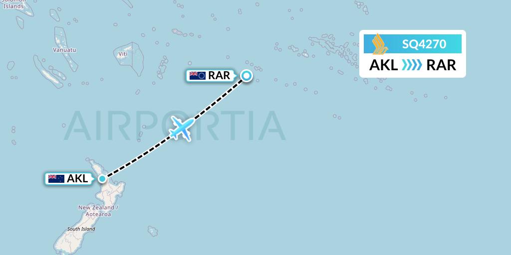 SQ4270 Singapore Airlines Flight Map: Auckland to Avarua