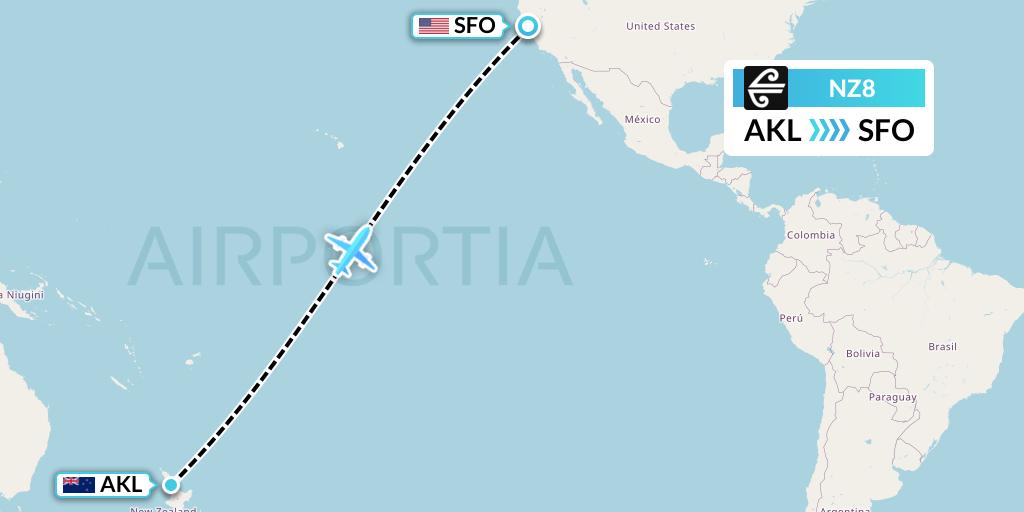 NZ8 Flight Status Air New Zealand Auckland to San Francisco (ANZ8)