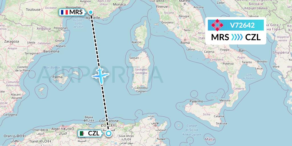 V72642 Volotea Flight Map: Marseille to Constantine