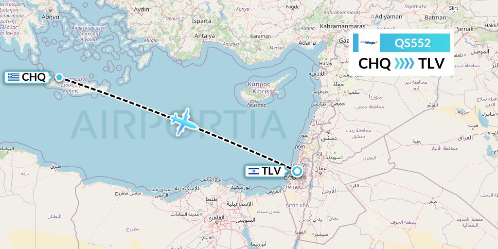 QS552 Smartwings Flight Map: Chania to Tel Aviv