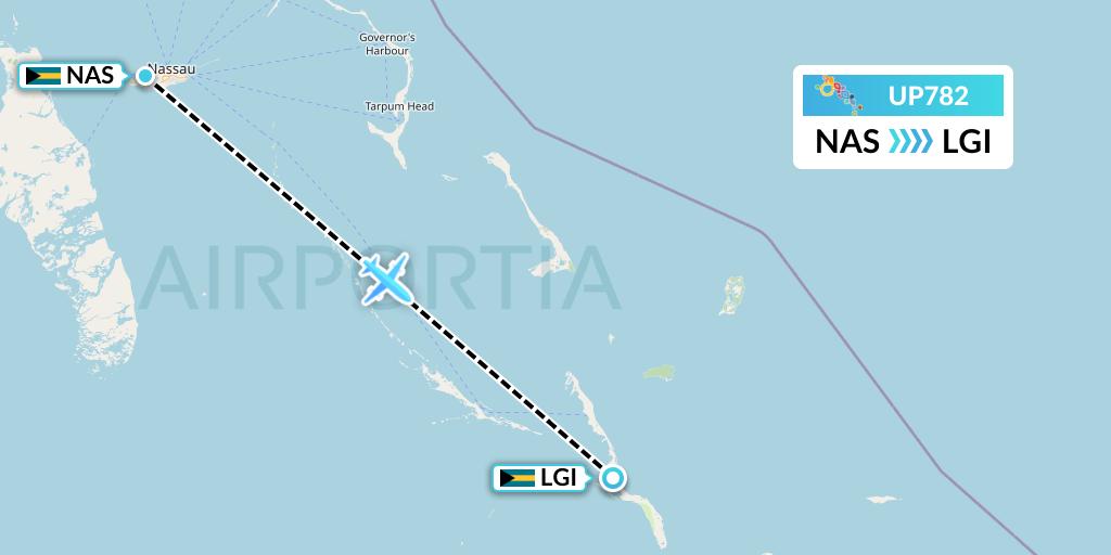 UP782 Bahamasair Flight Map: Nassau to Deadmans Cay