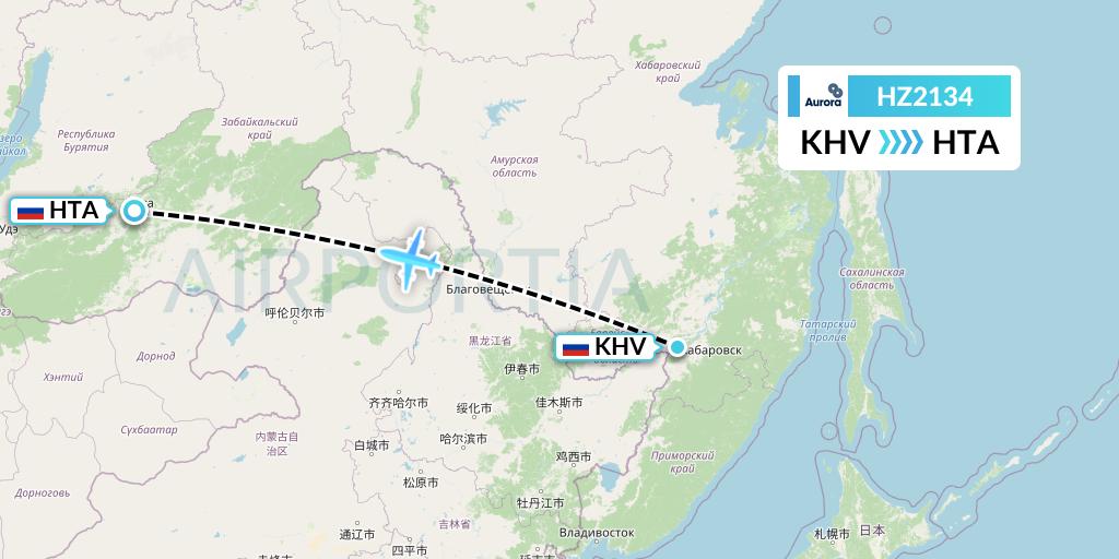 HZ2134 Aurora Flight Map: Khabarovsk to Chita