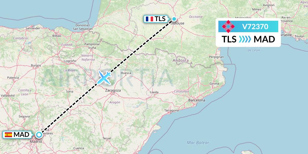 V72370 Volotea Flight Map: Toulouse to Madrid