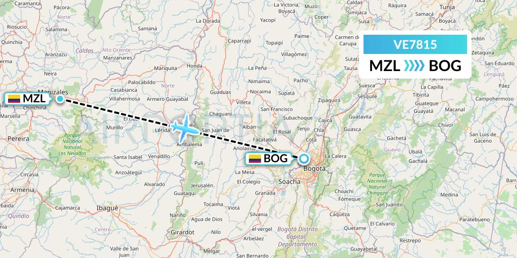VE7815 Easyfly Flight Map: Manizales to Bogota
