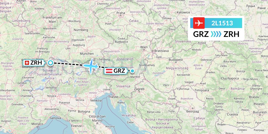 2L1513 Helvetic Airways Flight Map: Graz to Zurich
