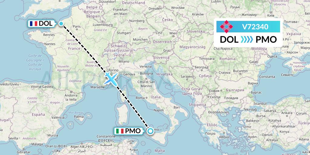 V72340 Volotea Flight Map: Deauville to Palermo